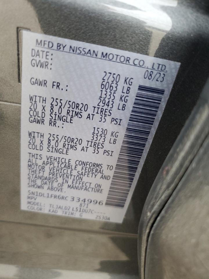 2024 Infiniti QX60 VIN 5N1DL1FR6RC334996 Copart auction photo, front end damage thumbnail 15