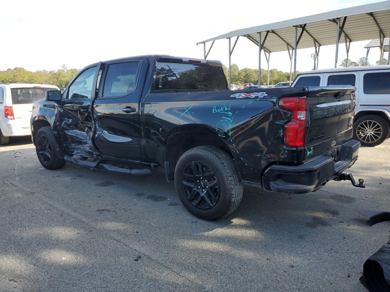 2023 Chevrolet Silverado VIN 1GCUDEED3PZ199405 Copart auction photo, side / front end damage thumbnail 2