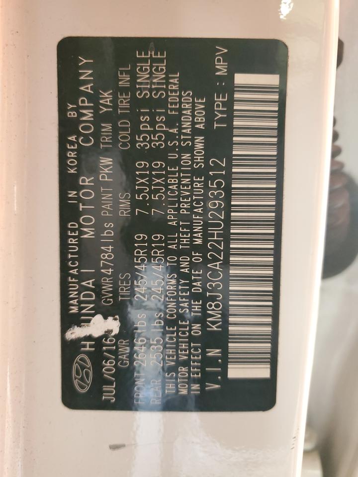 2017 Hyundai Tucson VIN KM8J3CA22HU293512 Copart auction photo, front end / rear end damage thumbnail 14