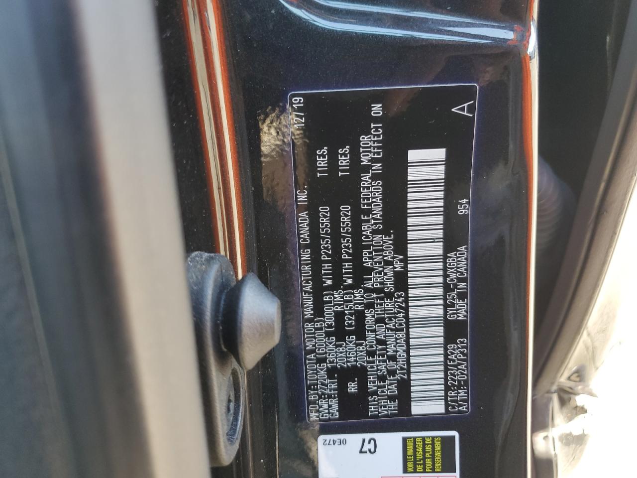 2020 Lexus RX VIN 2T2HGMDA8LC047243 Copart auction photo, front end / side damage thumbnail 16
