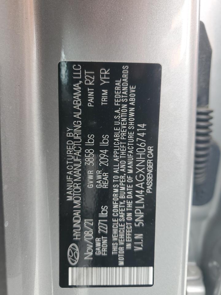 2022 Hyundai Elantra VIN 5NPLM4AGXNH067414 Copart auction photo, front end / side damage thumbnail 12