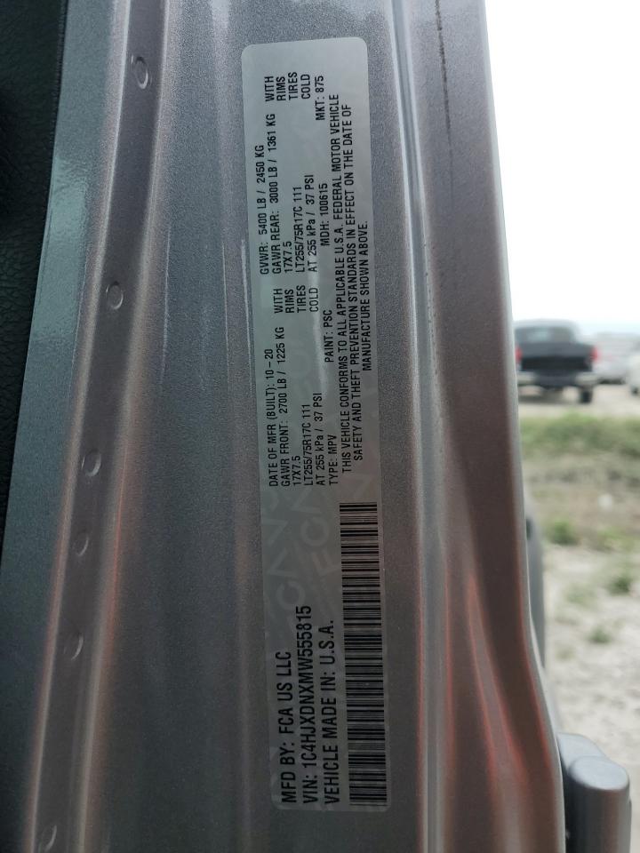 2021 Jeep Wrangler VIN 1C4HJXDNXMW555815 Copart auction photo, water/flood damage thumbnail 12