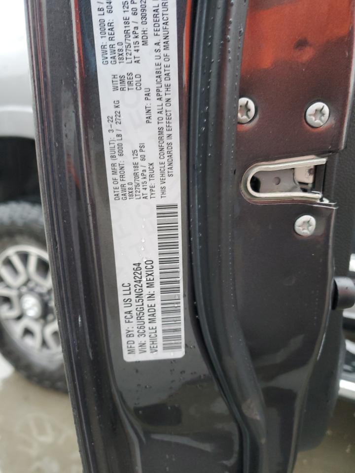 2022 RAM 2500 VIN 3C6UR5GL5NG242264 Copart auction photo, front end damage thumbnail 13