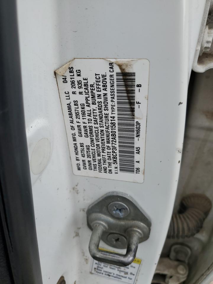 2010 Honda Accord VIN 5KBCP3F72AB015814 Copart auction photo, front end damage thumbnail 13