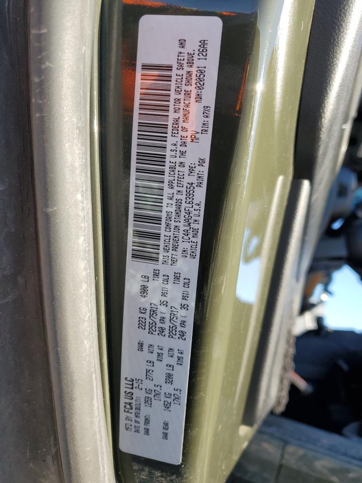 2015 Jeep Wrangler VIN 1C4AJWAG4FL639554 Copart auction photo, front end damage thumbnail 14