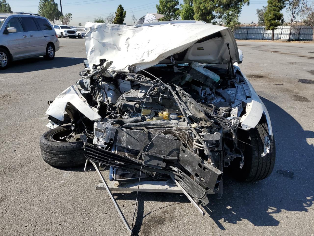 2014 Infiniti Q50 VIN JN1BV7AP7EM682313 Copart auction photo, front end / side damage thumbnail 5