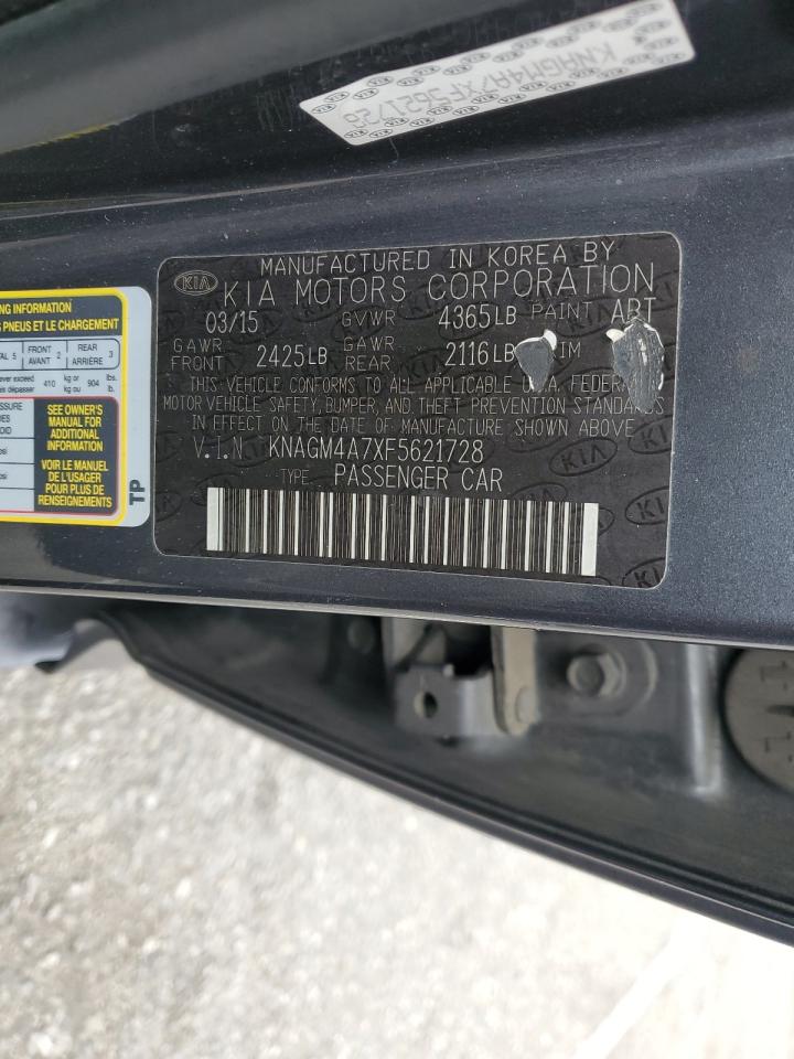 2015 KIA Optima VIN KNAGM4A7XF5621728 Copart auction photo, vandalism damage thumbnail 12