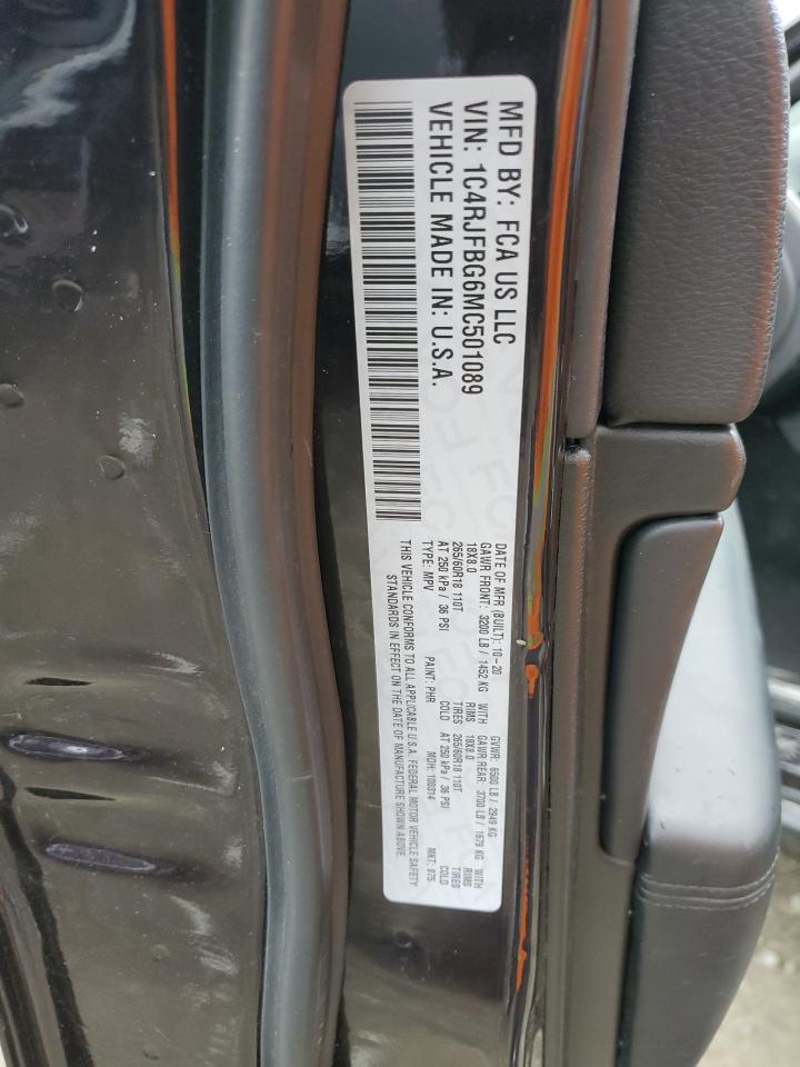 2021 Jeep Grand Cherokee VIN 1C4RJFBG6MC501089 Copart auction photo, rear end damage thumbnail 13