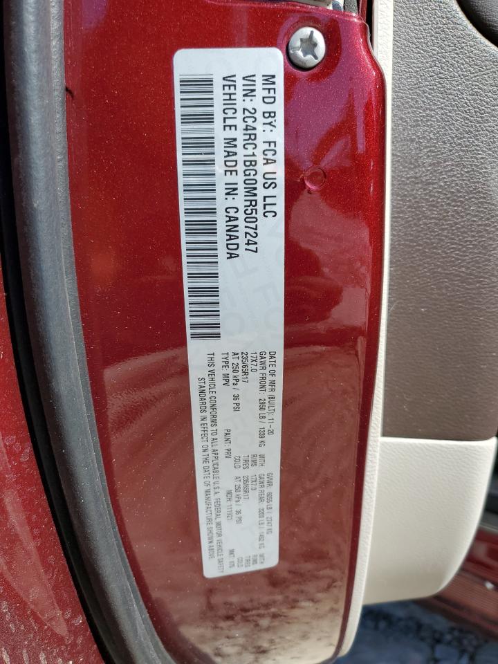 2021 Chrysler Pacifica VIN 2C4RC1BG0MR507247 Copart auction photo, all over damage thumbnail 14
