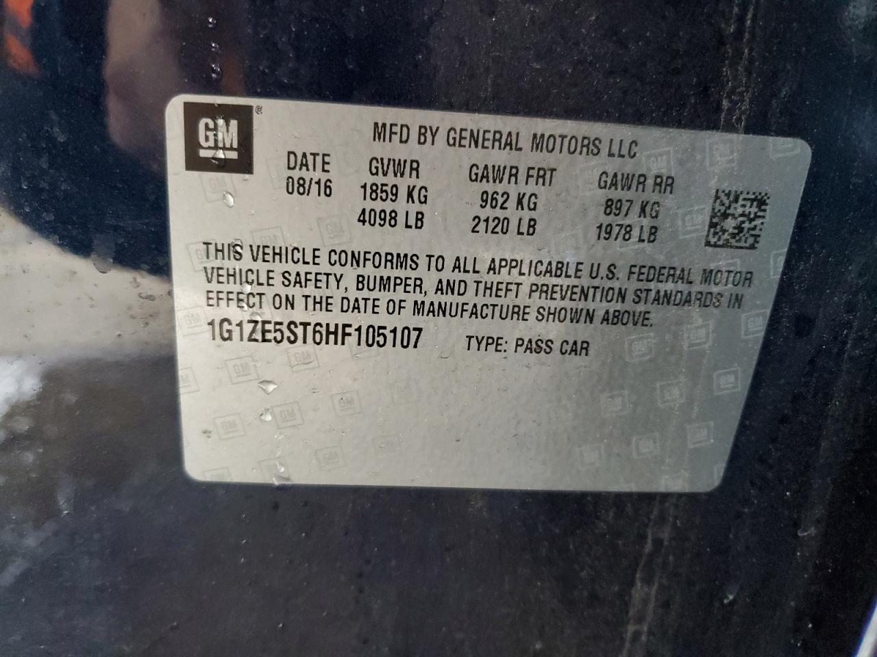 2017 Chevrolet Malibu VIN 1G1ZE5ST6HF105107 Copart auction photo, front end / side damage thumbnail 12