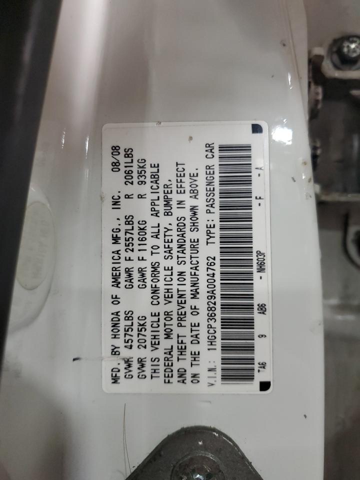 2009 Honda Accord VIN 1HGCP36829A004762 Copart auction photo, front end / rear end damage thumbnail 13