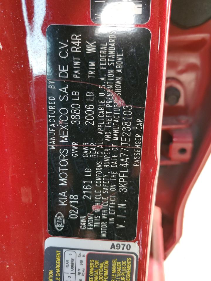 2018 KIA Forte VIN 3KPFL4A77JE238103 Copart auction photo, front end / side damage thumbnail 12