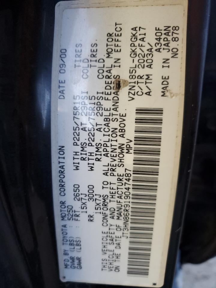 2001 Toyota 4Runner VIN JT3HN86R919047487 Copart auction photo, front end damage thumbnail 13