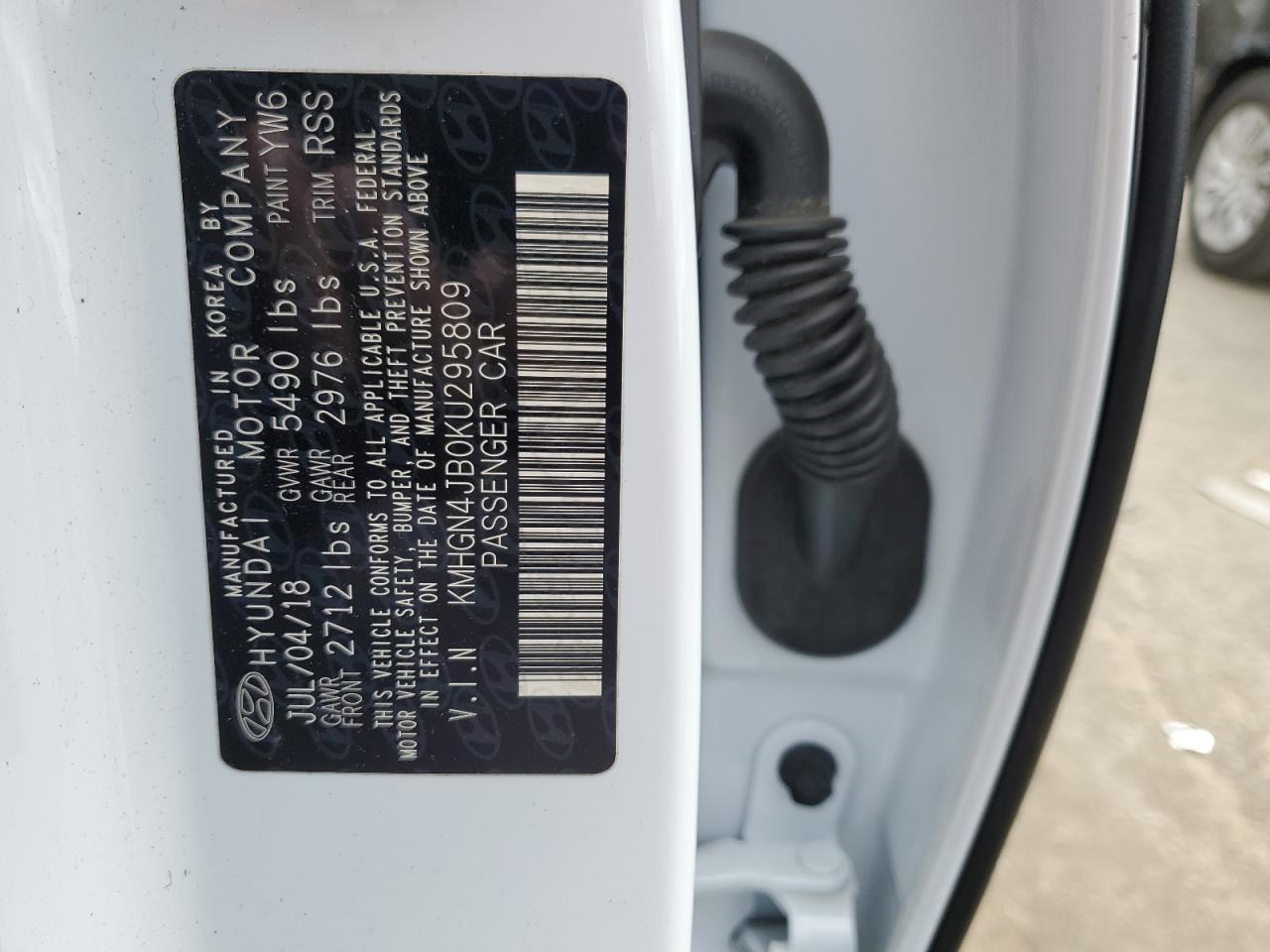 2019 Genesis G80 VIN KMHGN4JB0KU295809 Copart auction photo, rear end / front end damage thumbnail 12