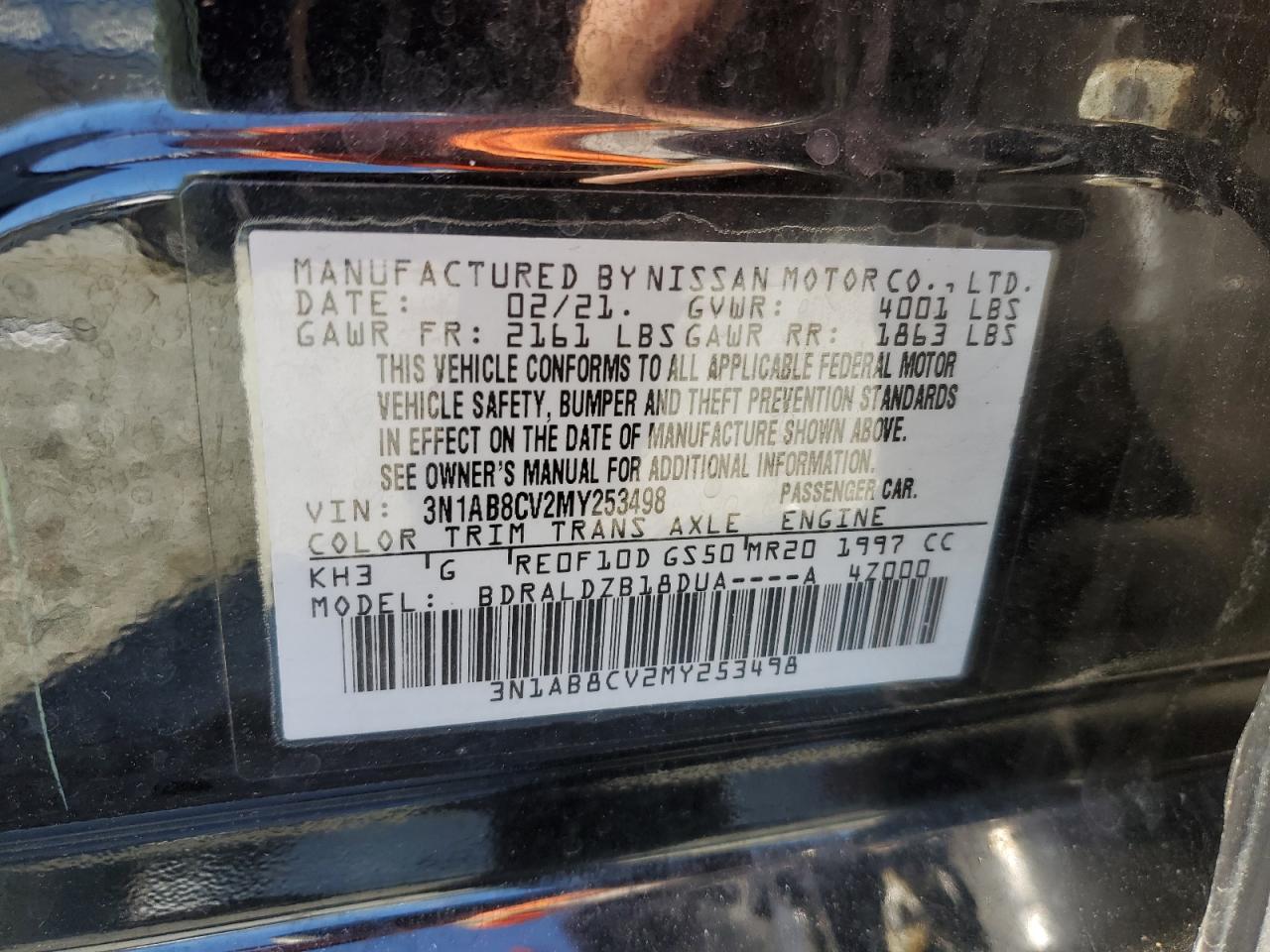 2021 Nissan Sentra VIN 3N1AB8CV2MY253498 Copart auction photo, all over damage thumbnail 12