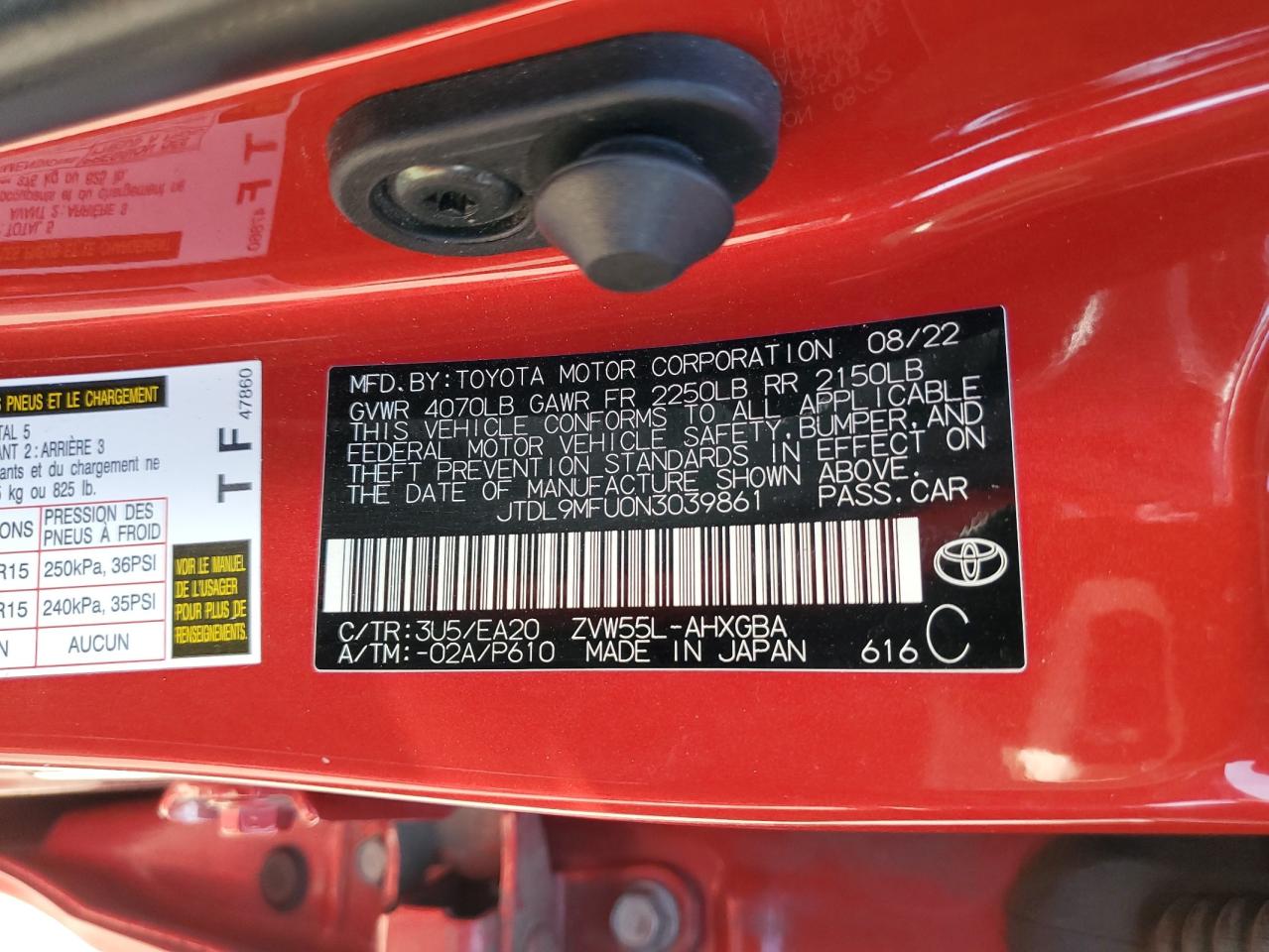 2022 Toyota Prius VIN JTDL9MFU0N3039861 Copart auction photo, front end / minor dent/scratches damage thumbnail 14