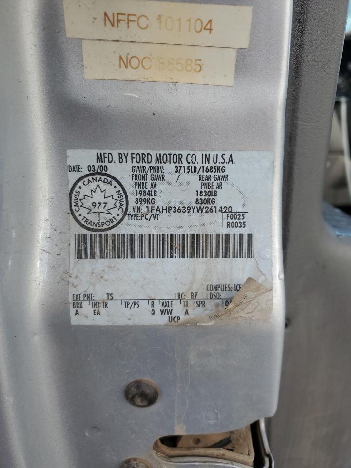 2000 Ford Focus VIN 1FAHP3639YW261420 Copart auction photo, front end damage thumbnail 12