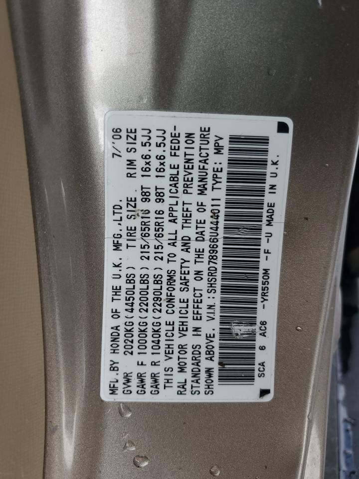 2006 Honda CR-V VIN SHSRD78966U444011 Copart auction photo, front end damage thumbnail 13