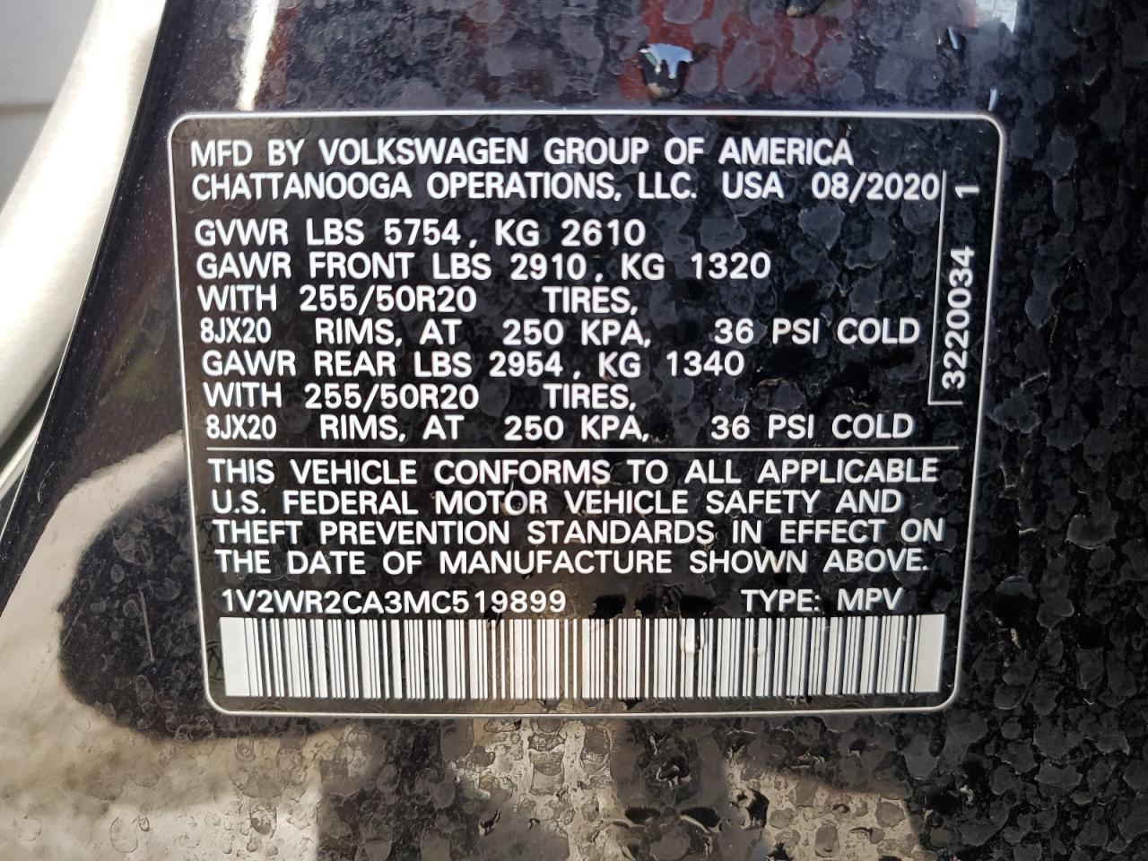 2021 Volkswagen Atlas VIN 1V2WR2CA3MC519899 Copart auction photo, front end / minor dent/scratches damage thumbnail 14
