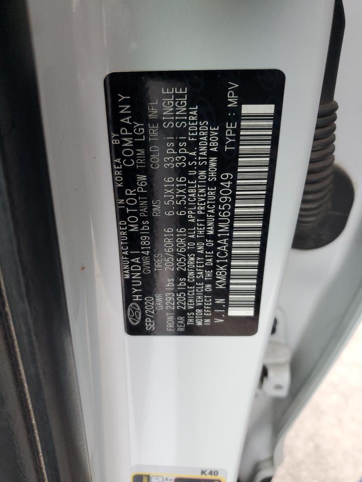 2021 Hyundai Kona VIN KM8K1CAA1MU659049 Copart auction photo, front end damage thumbnail 12