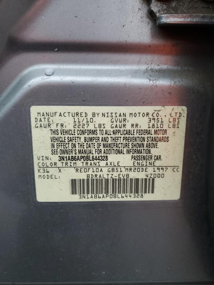 2011 Nissan Sentra VIN 3N1AB6AP0BL644328 Copart auction photo, front end / rear end damage thumbnail 12