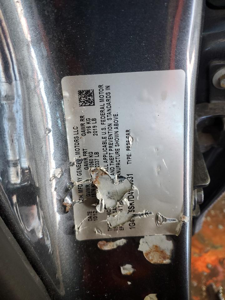 2013 Buick Verano VIN 1G4PP5SK7D4140031 Copart auction photo, front end / side damage thumbnail 12