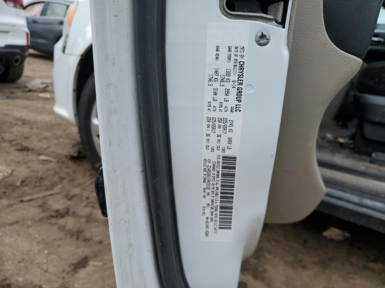 2014 Dodge Caravan VIN 2C4RDGBG3ER222348 Copart auction photo, front end damage thumbnail 13