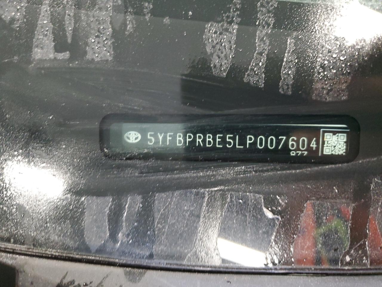 2020 Toyota Corolla VIN 5YFBPRBE5LP007604 Copart auction photo, side / front end damage thumbnail 12