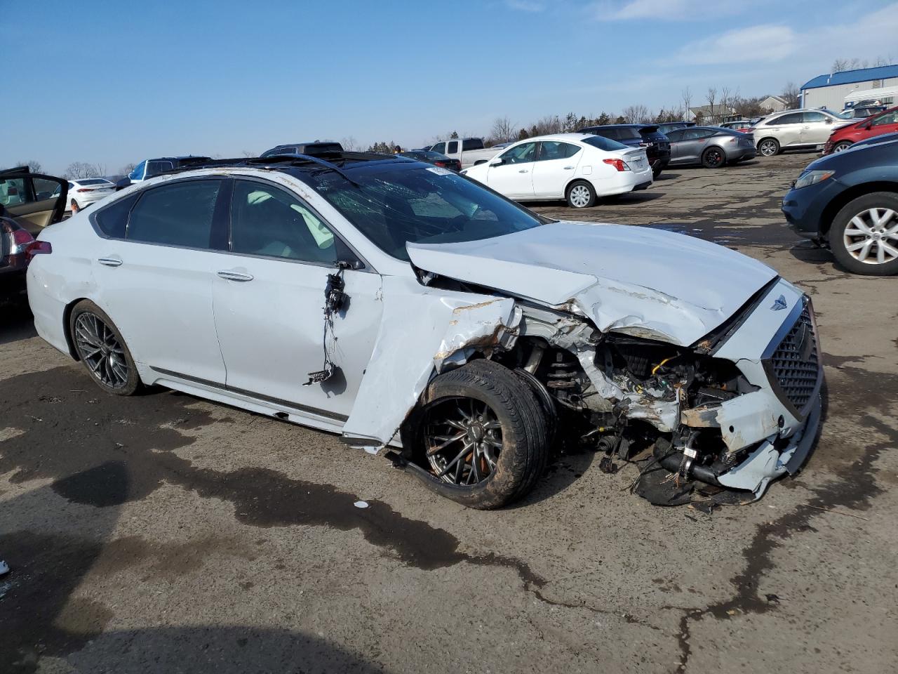 2020 Genesis G80 VIN KMTFN4JB8LU329692 Copart auction photo, rollover damage thumbnail 4