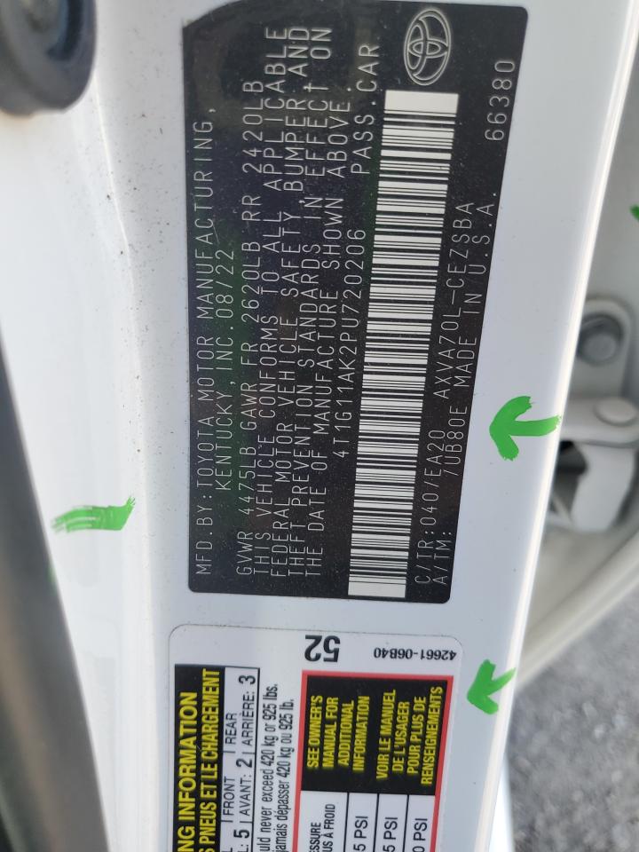 2023 Toyota Camry VIN 4T1G11AK2PU720206 Copart auction photo, all over damage thumbnail 12