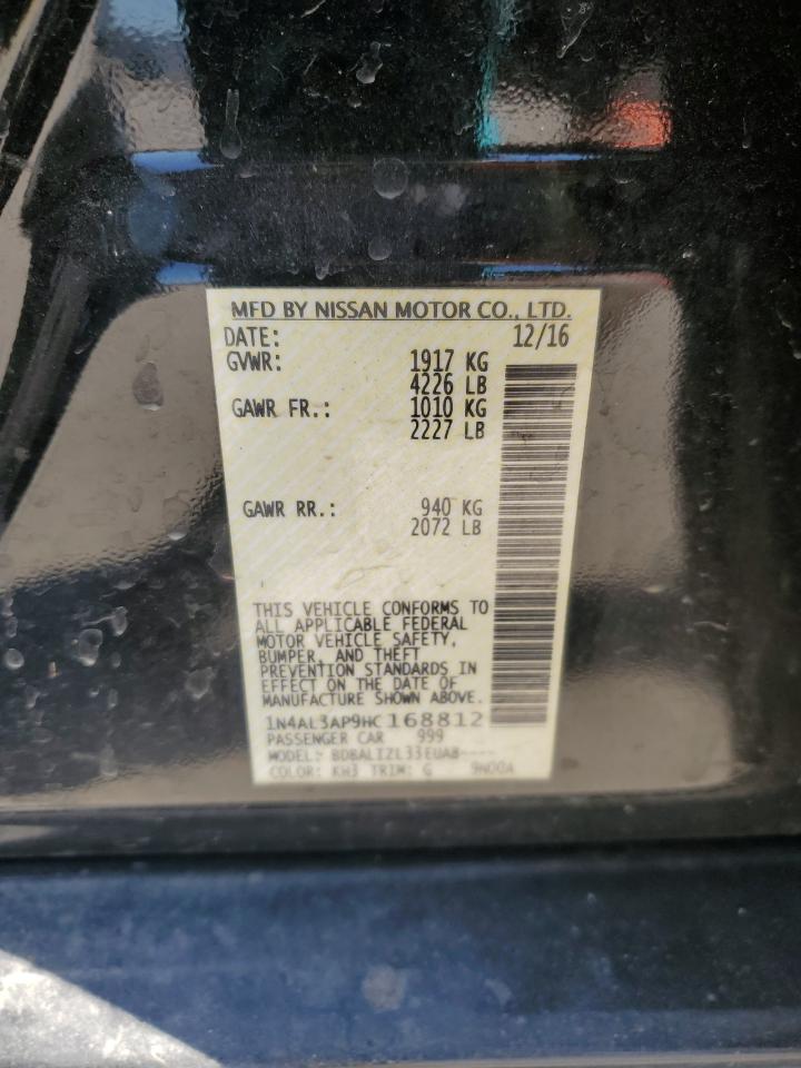 2017 Nissan Altima VIN 1N4AL3AP9HC168812 Copart auction photo, water/flood damage thumbnail 13