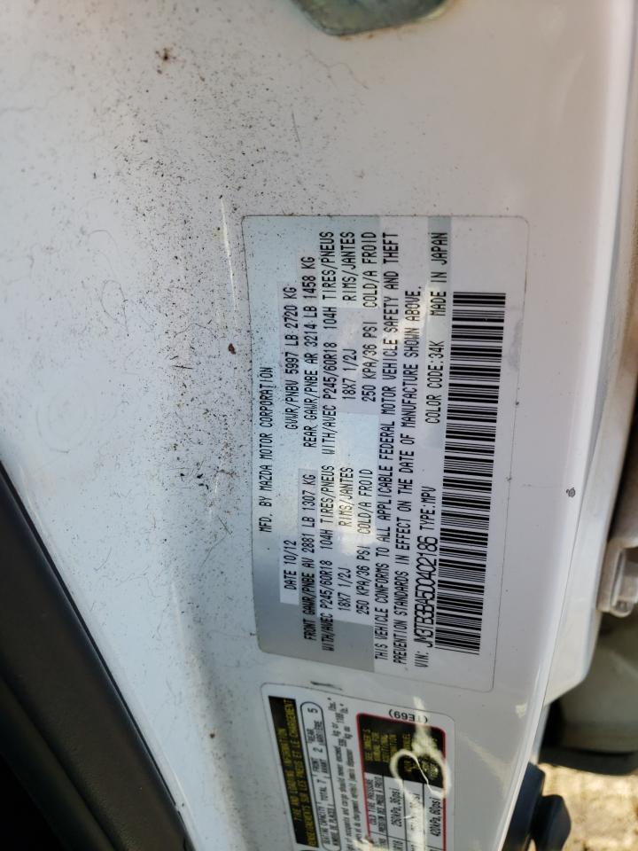 2013 Mazda CX-9 VIN JM3TB3BA5D0402186 Copart auction photo, front end / hail damage thumbnail 15