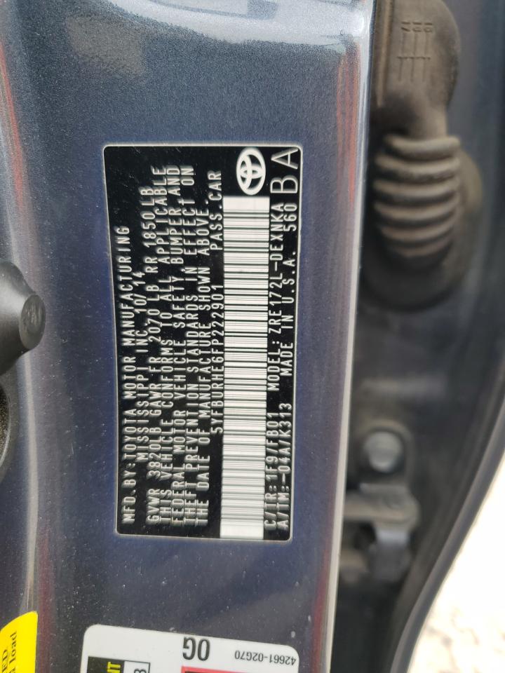 2015 Toyota Corolla VIN 5YFBURHE6FP222901 Copart auction photo, front end damage thumbnail 12