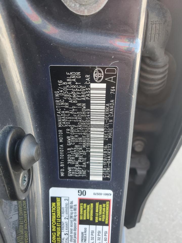 2016 Toyota Corolla VIN 2T1BURHE2GC665449 Copart auction photo, front end damage thumbnail 13