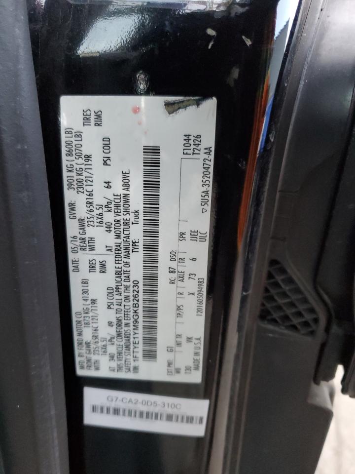 2016 Ford Transit VIN 1FTYE1YM9GKB26230 Copart auction photo, side / rear end damage thumbnail 13