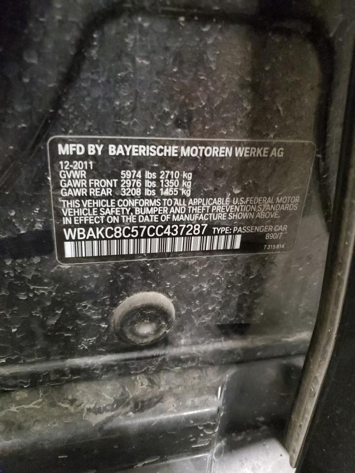 2012 BMW 7er VIN WBAKC8C57CC437287 Copart auction photo, front end damage thumbnail 12