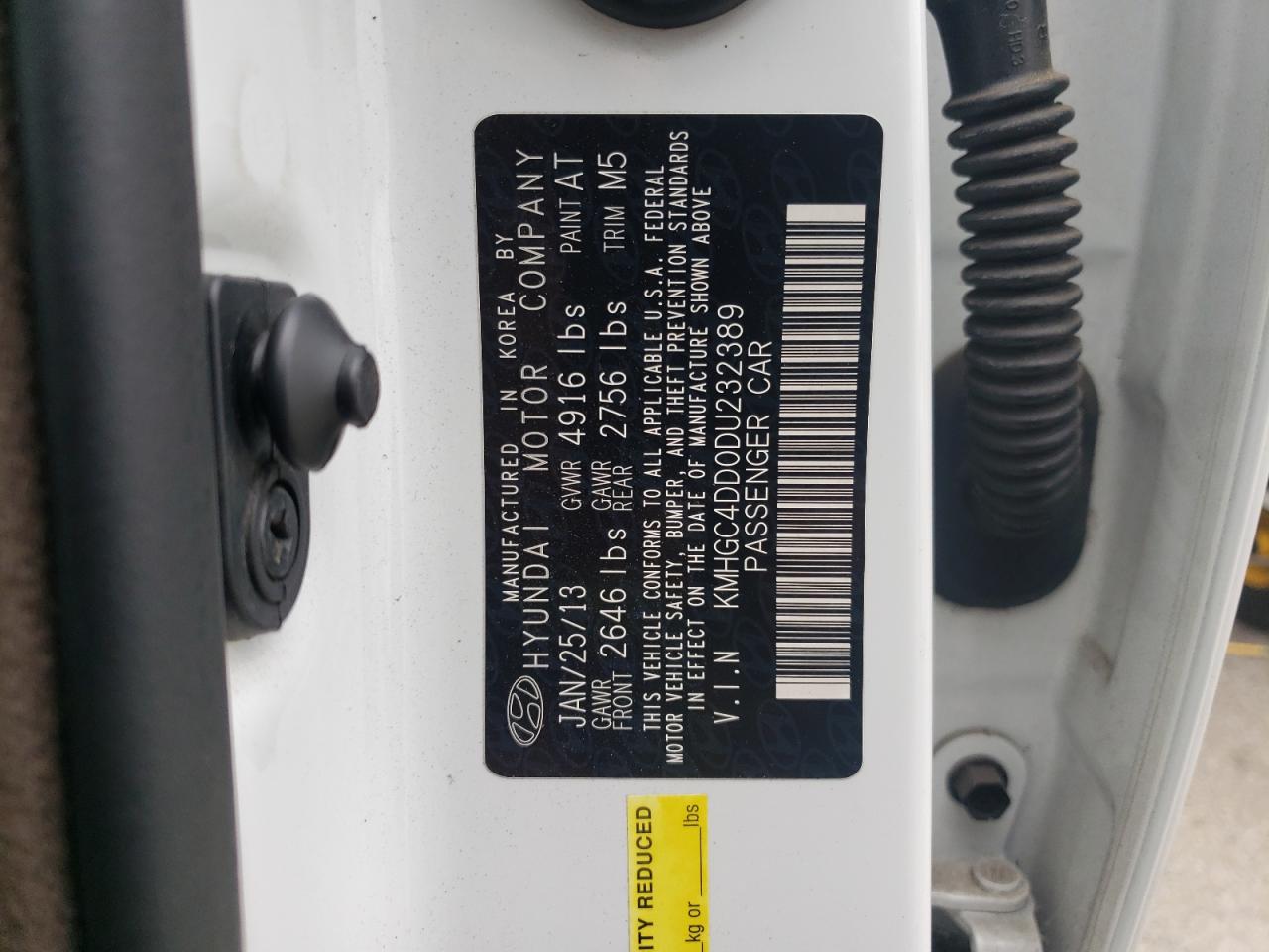2013 Hyundai Genesis VIN KMHGC4DD0DU232389 Copart auction photo, minor dent/scratches damage thumbnail 12