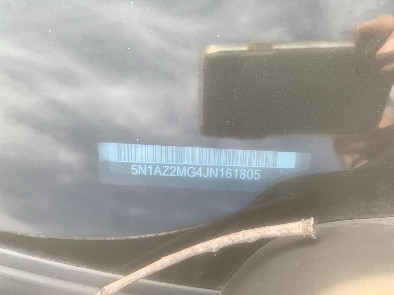2018 Nissan Murano VIN 5N1AZ2MG4JN161805 Copart auction photo, rear end / front end damage thumbnail 14