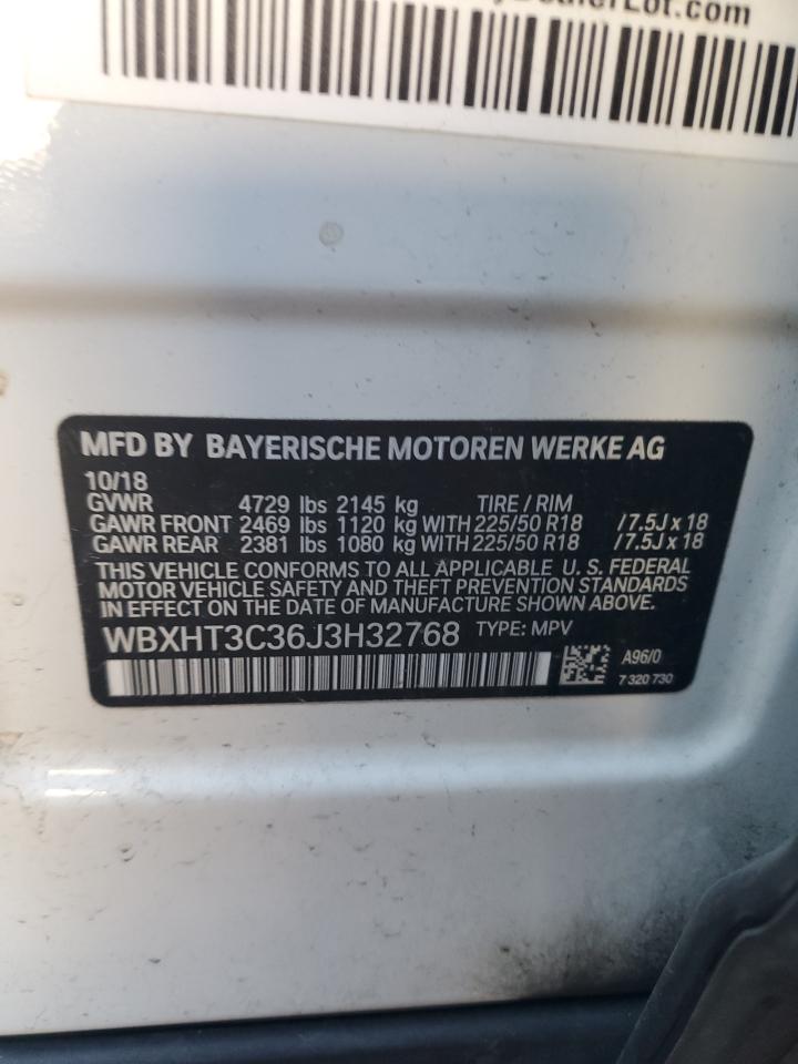2018 BMW X1 VIN WBXHT3C36J3H32768 Copart auction photo, front end damage thumbnail 12