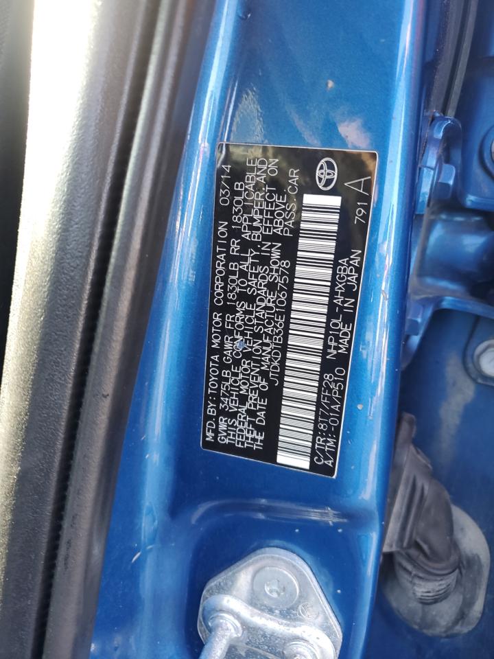 2014 Toyota Prius VIN JTDKDTB36E1067578 Copart auction photo, rear end / front end damage thumbnail 14