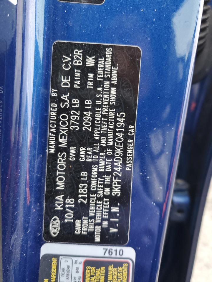 2019 KIA Forte VIN 3KPF24AD9KE041945 Copart auction photo, front end / minor dent/scratches damage thumbnail 15