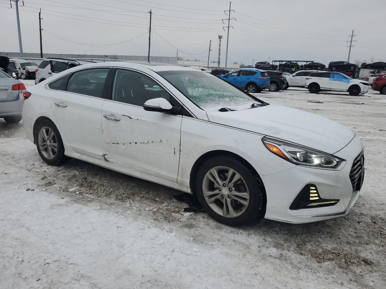 2018 Hyundai Sonata VIN 5NPE34AF4JH695806 Copart auction photo, side / front end damage thumbnail 4