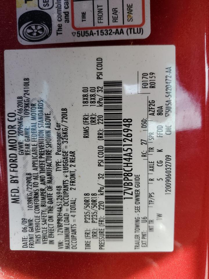2010 Ford Mustang VIN 1ZVBP8CH4A5126948 Copart auction photo, front end damage thumbnail 14