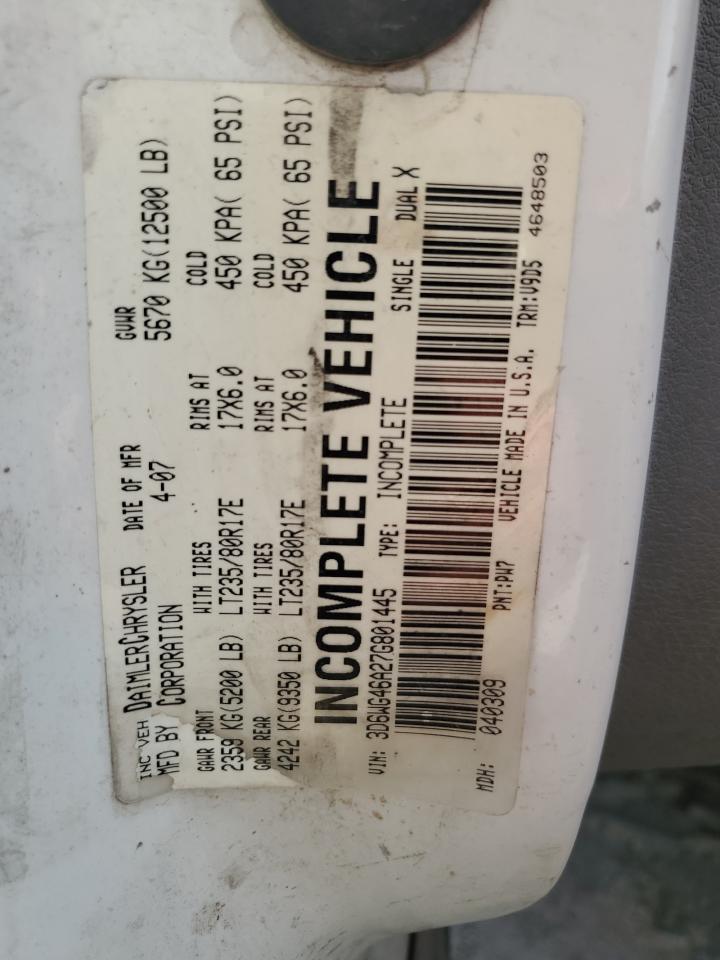 2007 Dodge RAM VIN 3D6WG46A27G801445 Copart auction photo, side / rear end damage thumbnail 12