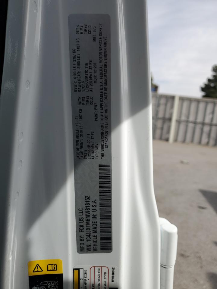 2021 Jeep Wrangler VIN 1C4JJXFM6MW818162 Copart auction photo, undercarriage damage thumbnail 13