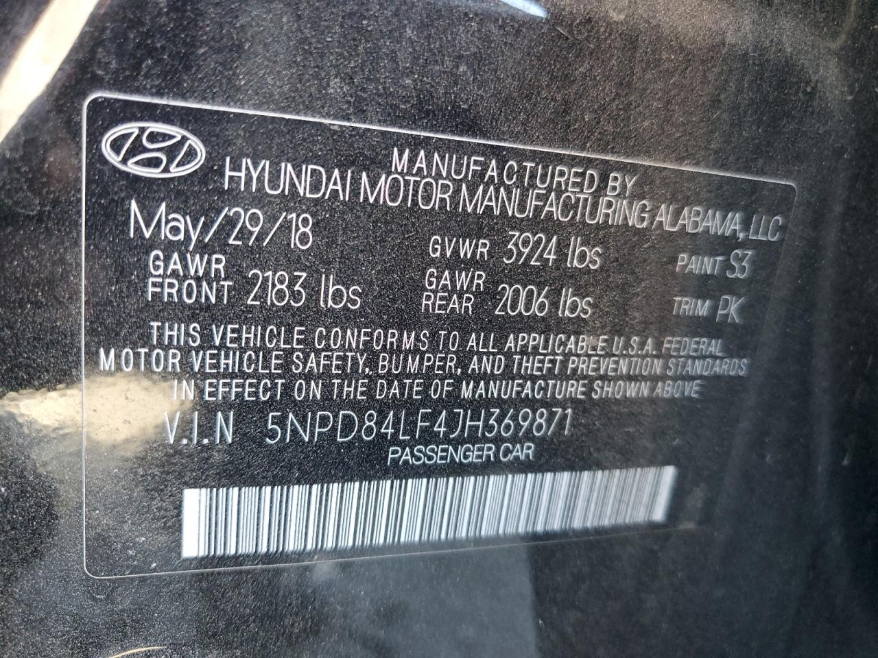 2018 Hyundai Elantra VIN 5NPD84LF4JH369871 Copart auction photo, front end damage thumbnail 12