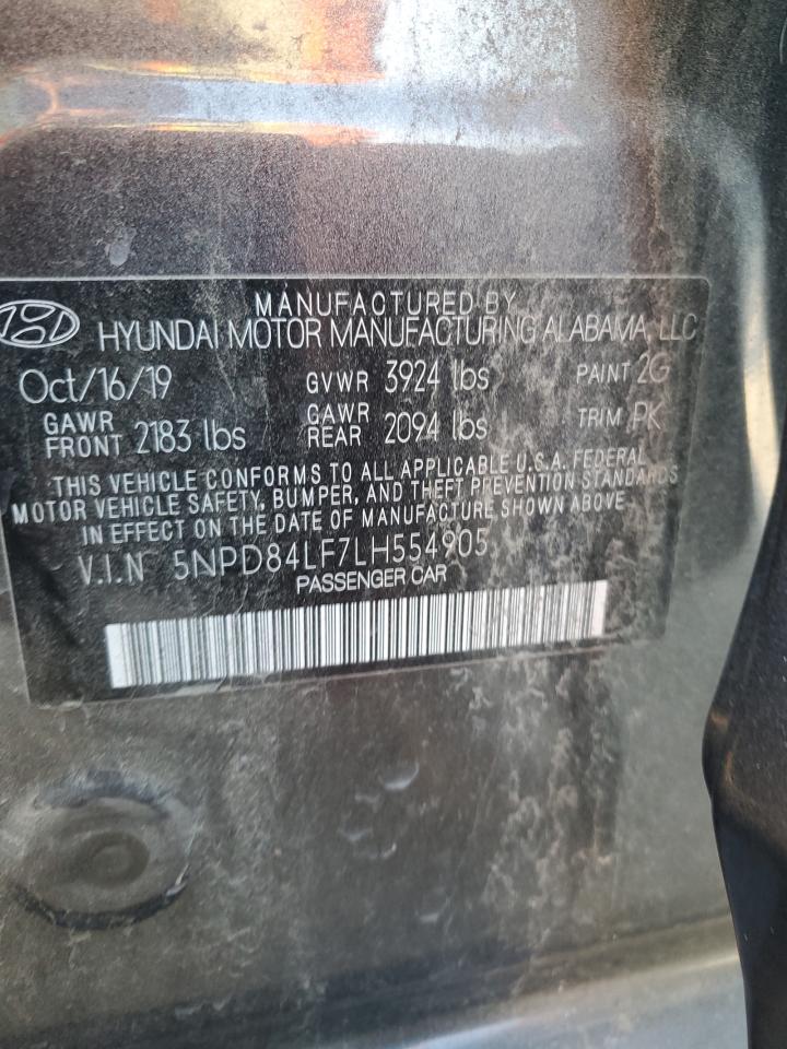 2020 Hyundai Elantra VIN 5NPD84LF7LH554905 Copart auction photo, mechanical / minor dent/scratches damage thumbnail 12
