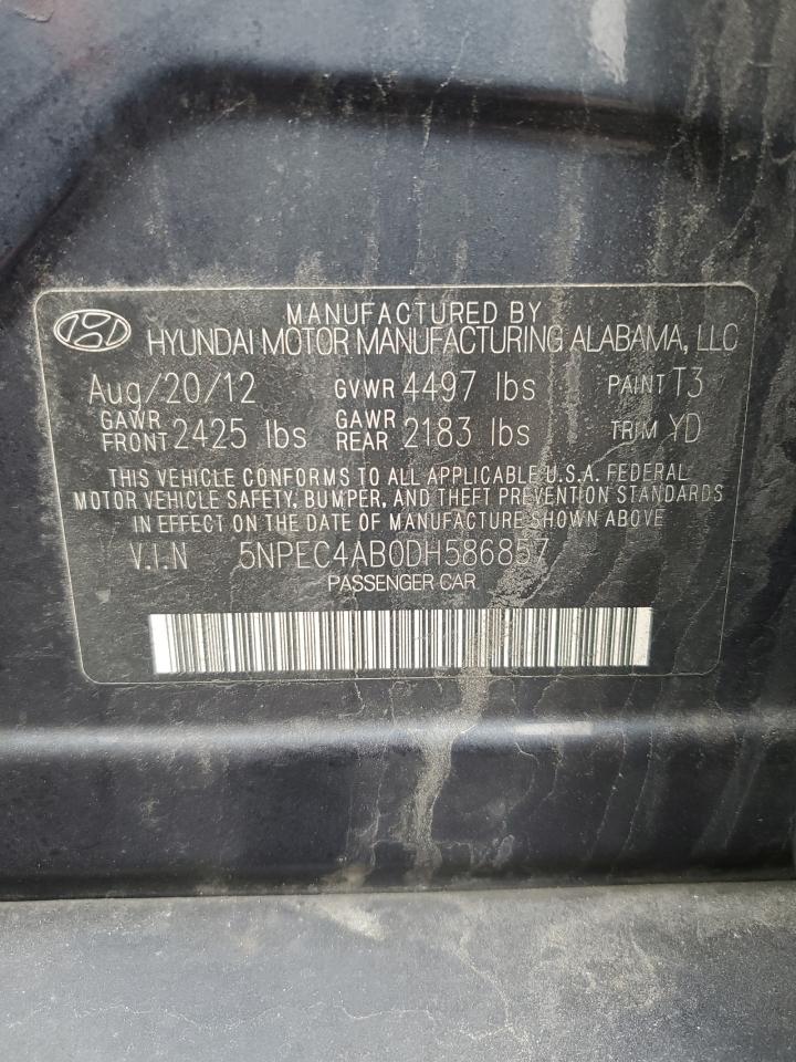 2013 Hyundai Sonata VIN 5NPEC4AB0DH586857 Copart auction photo, rear end / front end damage thumbnail 12