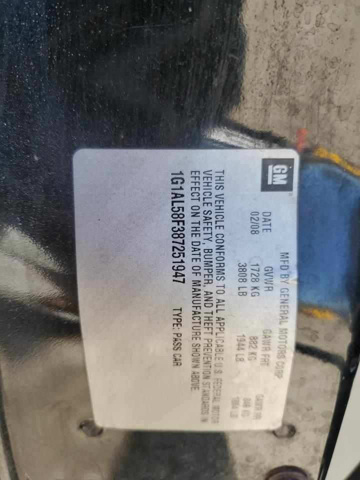 2008 Chevrolet Cobalt VIN 1G1AL58F387251947 Copart auction photo, front end damage thumbnail 14