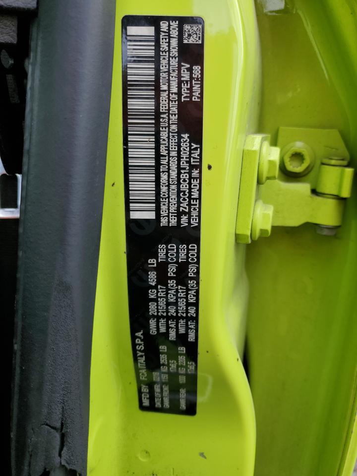 2018 Jeep Renegade VIN ZACCJBCB1JPH02634 Copart auction photo, front end / side damage thumbnail 13
